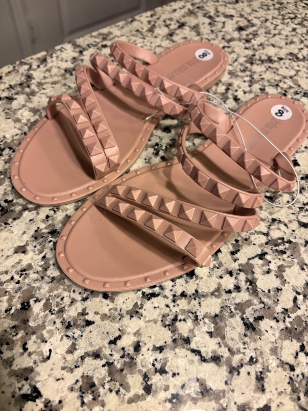 Women’s Studded Strappy Sandals — Blush Pink